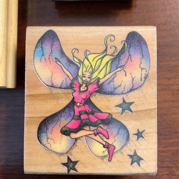 Fairy and Ballerina Wood Block Rubber Stamp Set of Three - Picture 3 of 11